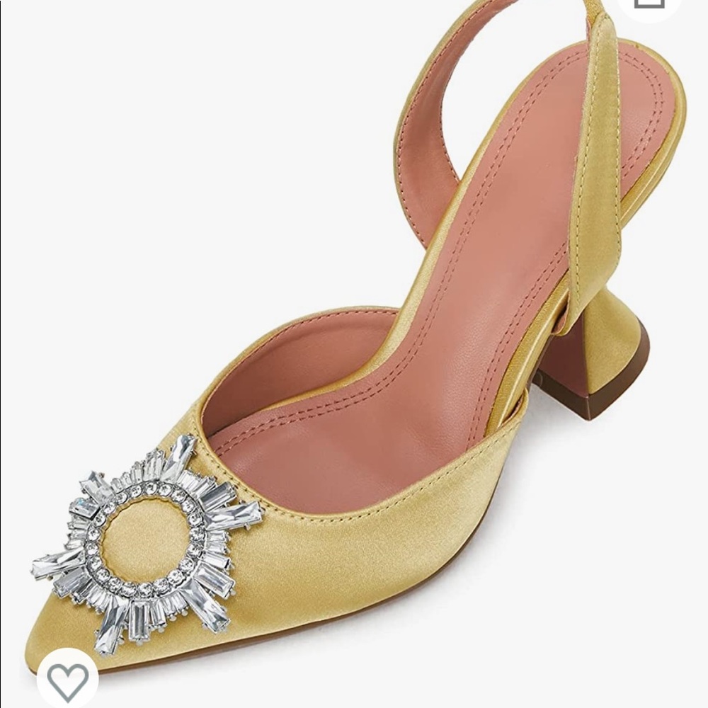 Yellow Womens Crystal Slingback Heels